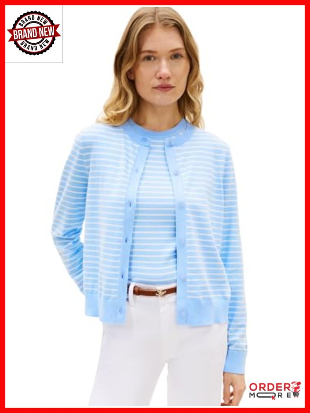 Cotton Crew Neck Cardigan Sweater Lightweight Button Down Knit